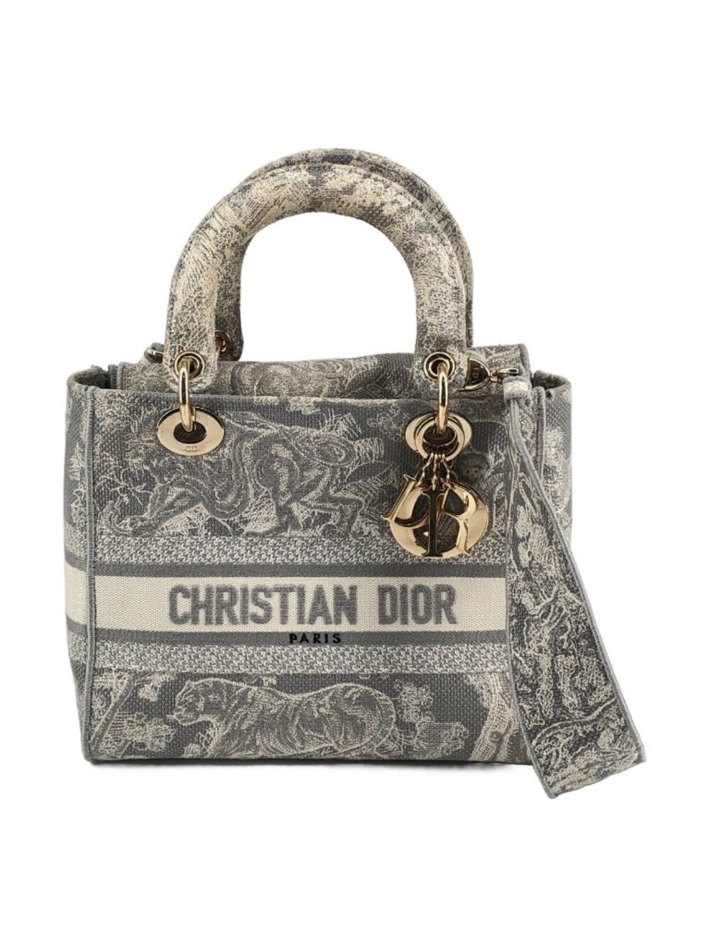 Dior Lady D-lite Medium Toile de Jouy 2-Way Handbag Blue Gray